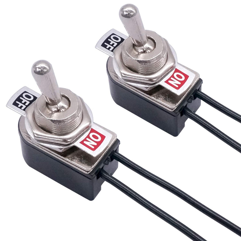 Taiss 2pcs Toggle Switch SPST 2 Position Latching ON/Off 6A AC 125V /10A DC 12V Toggle switches Incidental 5.2 inch Connect Wire Rocker Arm Switch KNS-1