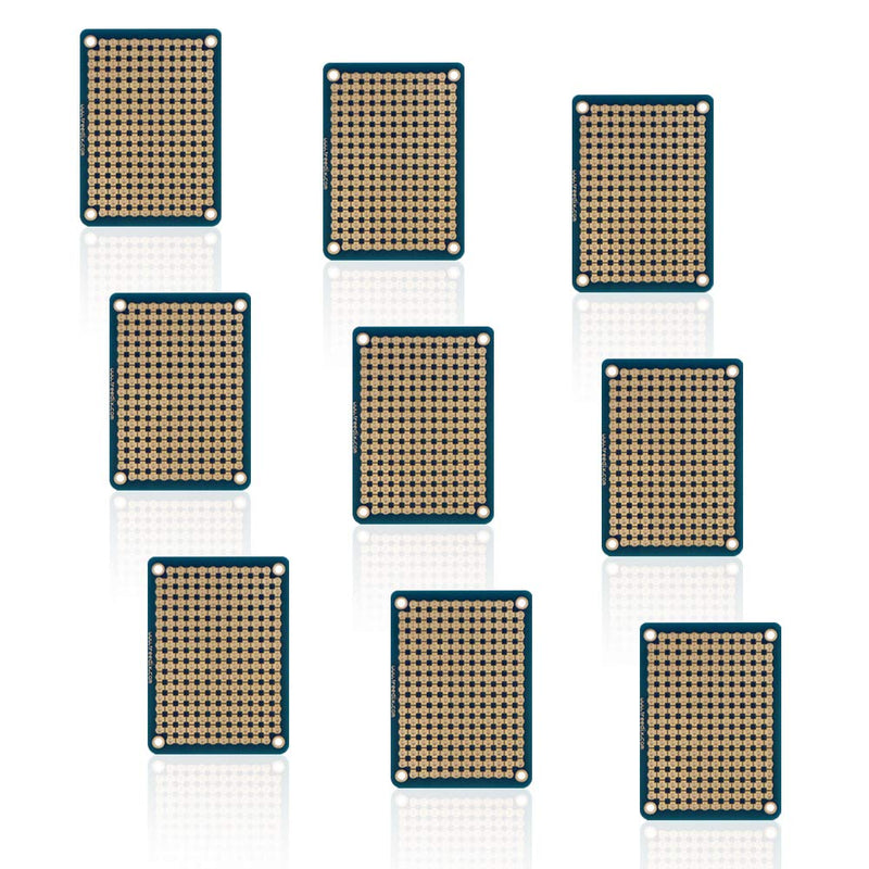 9 pcs Mini Solderable BreadBoard Universal Board PCB Prototype Shield Board Double Sided Tinned Gold Plated Holes Compatible with Arduino Kit Raspberry Pi Shield Prototyping and Testing
