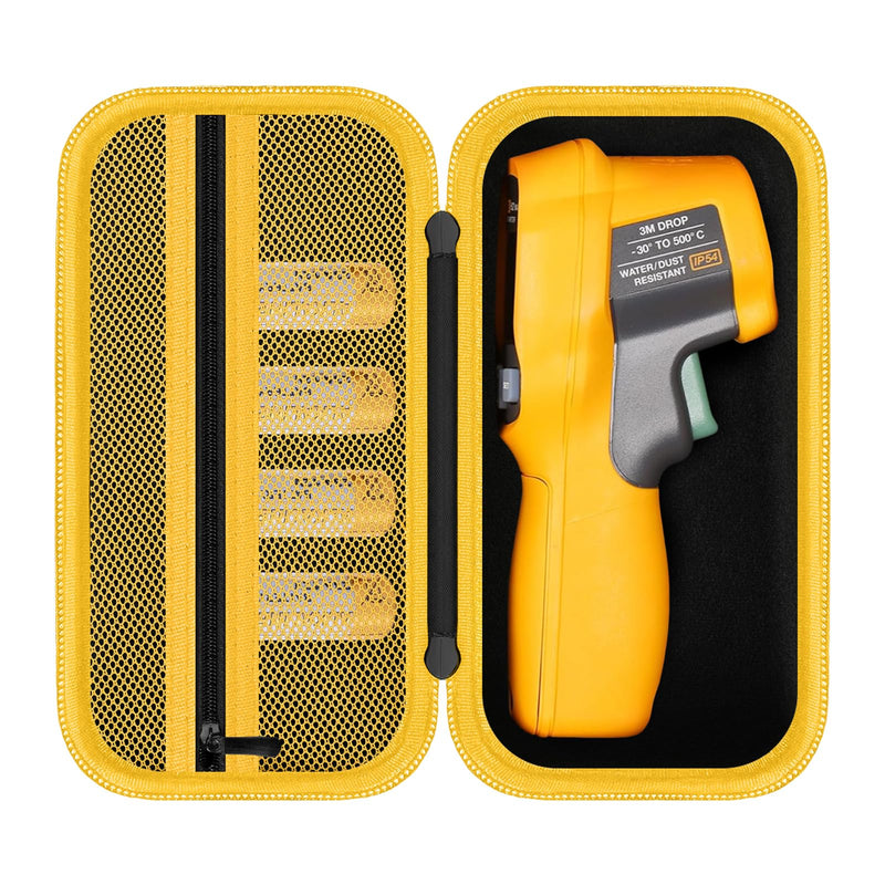 Case for Fluke 62 Max/ 62 Max+/ 64 Max/ 59 Max+ Infrared Thermometer, Hard EVA Protective Carrying Bag with Mesh Pocket, BLACKYELLOW (CASE ONLY)