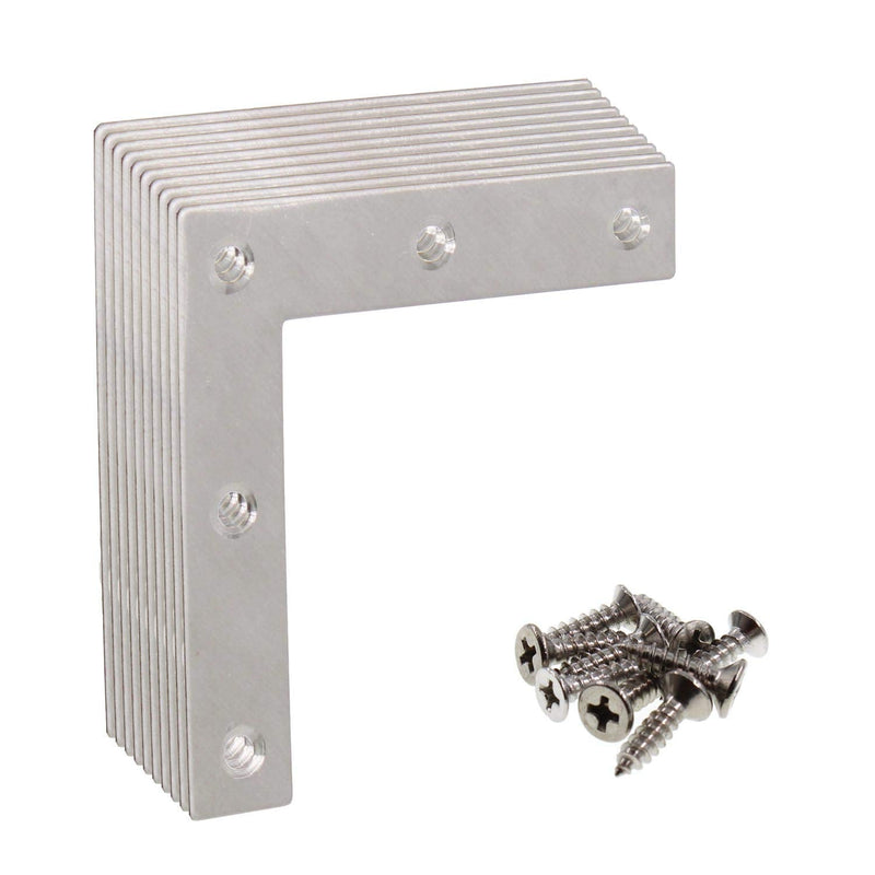 10 Pack Repair Mending Bracket Plate,ULIFESTAR Stainless Steel L Shape Flat Corner Brace Bracket for Wood,Metal Fixing Joining Bracket Support Brace for Shelves,Furniture and Cabinet 10Pack(60x60mm) 60*60mm/2.4*2.4''