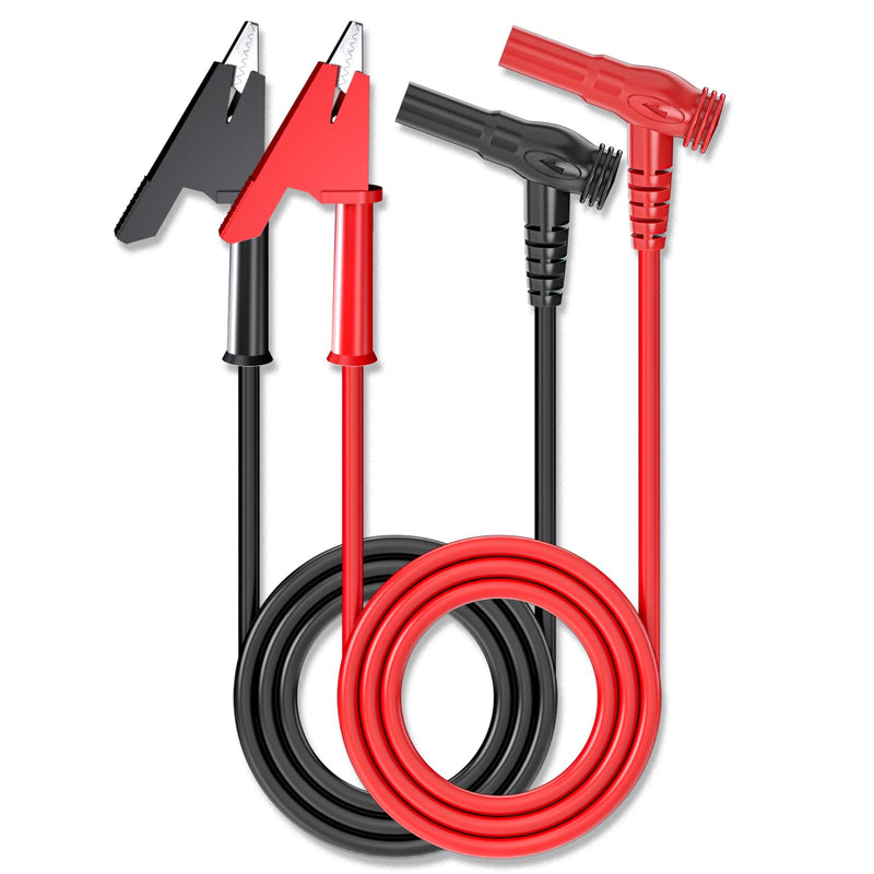Goupchn Multimeter Test Leads Banana Plug Angle to Alligator Crocodile Clips Soft Flexible Test Cable Wires for Electrical Testing 3.3ft/1m 4mm Angle Banana to Alligator