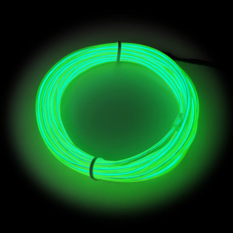 MaxLax EL Wire Lime Green, 16.4ft/5m Portable Battery Pack Neon Lights Strip 360° Cuttable Glowing Rope Lights for Parties, Halloween, DIY Decoration Fluorescent green 5M/16FT