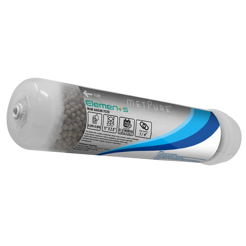 Metpure Elements Alkaline Inline Water Filter, 11" x 2.5", 1/4" QC