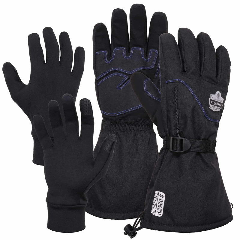 Ergodyne ProFlex 825WP Winter Work Gloves with Removeable Waterproof Shell, Black, Large