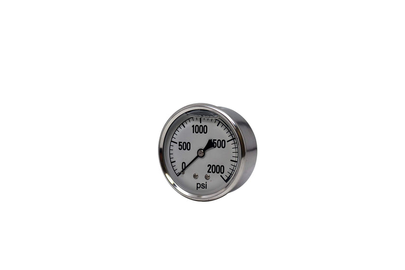 Valley Industries 41 Series 2.5" 2000 PSI Pressure Gauge - Stainless Steel, 1/4" NPT Brass Back Mount, Glycerin Filled