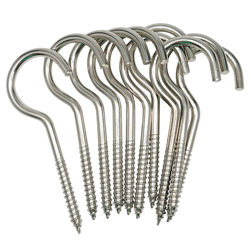4 Inch Heavy Duty Large Screw Hook Ceiling Hook Cup Hook Silver 10 Pcs 4 Inch