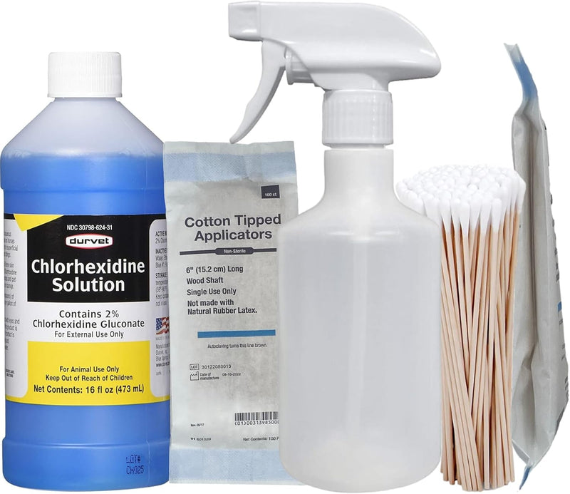 Pet MD Chlorhexidine Solution 2% Flush for Dogs, Cats, & Horses - Flush & Wash for Hot Spots, Abrasions, Superficial Cuts, Insect Bites & Stings 16 oz - PawsPlanet Australia