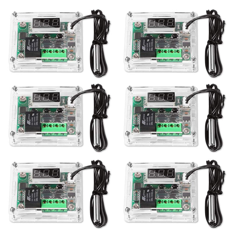 6PCS Temperature Controller Module XH-W1209 LCD Display Digital Thermostat Module with Waterproof NTC Probe -50~110℃ DC 12V Electronic Temp Control Module Switch W1209+Case 6PCS