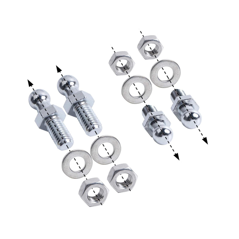 OTUAYAUTO 4Pcs 10mm Ball Studs With Hardware - 5/16-18 Thread x 3/5" Long Shank - For Universal Gas Strut Lift Support Gas Strut Ball Studs (pack of 4)