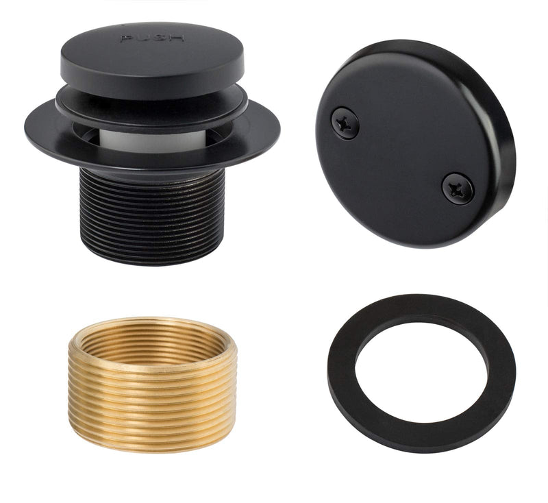 Artiwell Tip-Toe Tub Trim Set with Two-Hole Overflow Faceplate, Replacement Bath Drain Trim Kit with 2-Hole Overflow Faceplate and Universal Fine/Coarse Thread (MATT BLACK) MATT BLACK