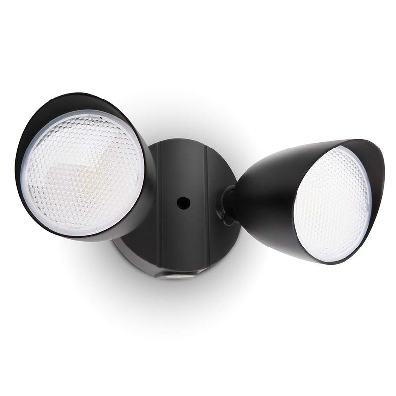 LUTEC 6222B 2500 Lumen 32 Watt 28 LED Dual-Head Floodlight Outdoor, Full Metal Design, Waterproof Exterior Security Wall Light 5000K for Patio, Garden, Yard-Black Black