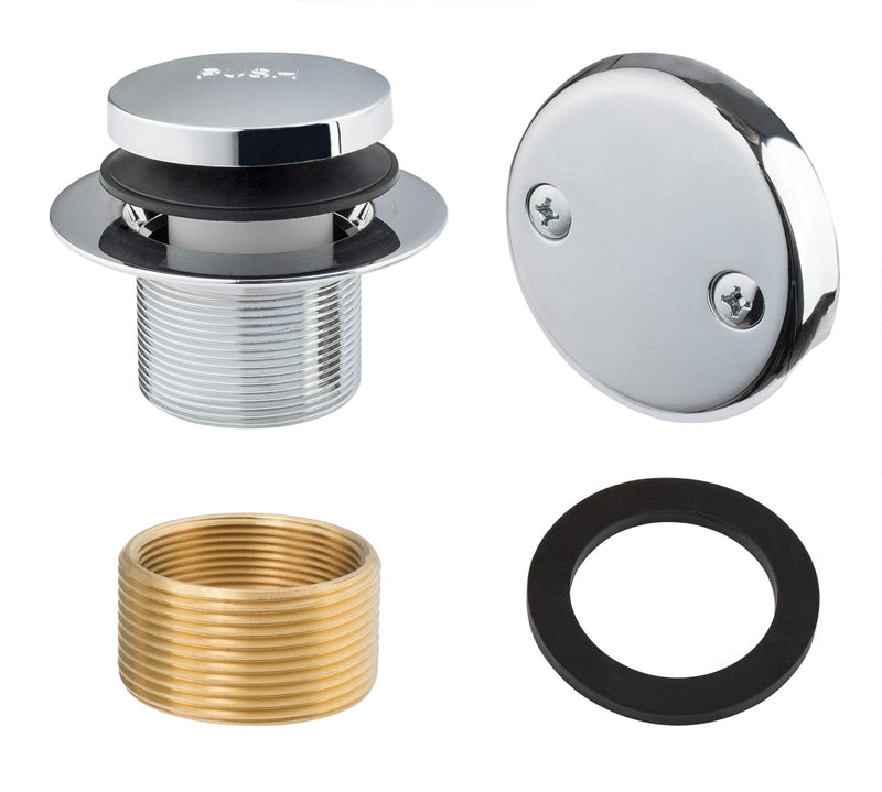 Artiwell Tip-Toe Bathtub Drains Trim Set with Two-Hole Overflow Faceplate, Replacement Bath Drain Trim Kit with 2-Hole Overflow Faceplate and Universal Fine/Coarse Thread (Chrome Plated) Chrome Plated