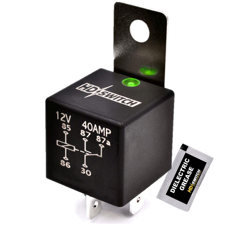 HD Switch 12V 40A Waterproof Relay Replaces Tyco V23234-A1001-X036 - SPDT w/LED Indicator Light & Dielectric Grease