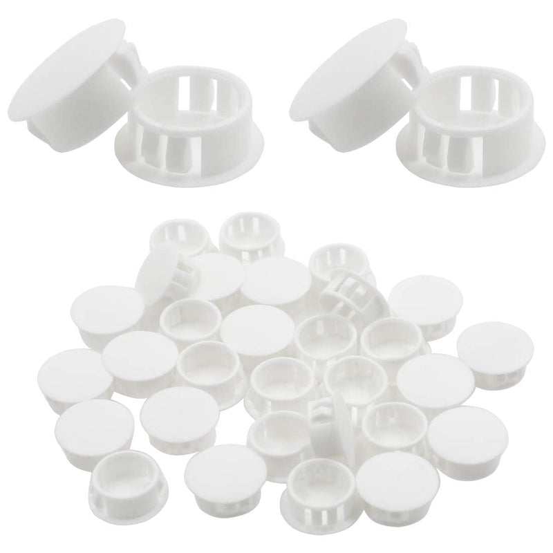 30 Pack 19mm (3/4") Round Plastic Hole Plug White, Flush Type Hole Plugs, Pipe Choke Plug, Furniture Fencing Post Pipe Insert End Caps 3/4" / 19mm White - 30pcs