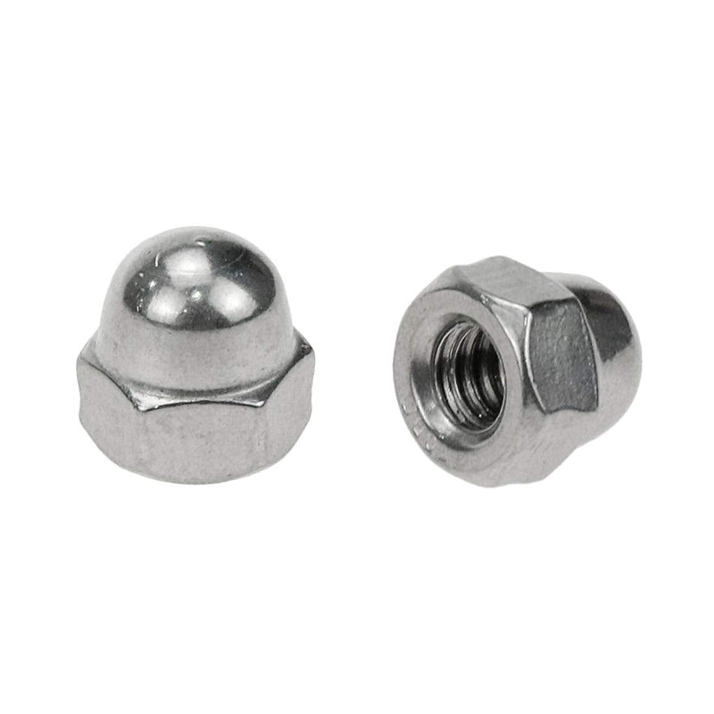 Coshar 20Pcs 1/4-20 Acorn Cap Nuts Hex Nut,18-8 304 Stainless Steel Hex Dome Cap Nut,Plain Finish Silver