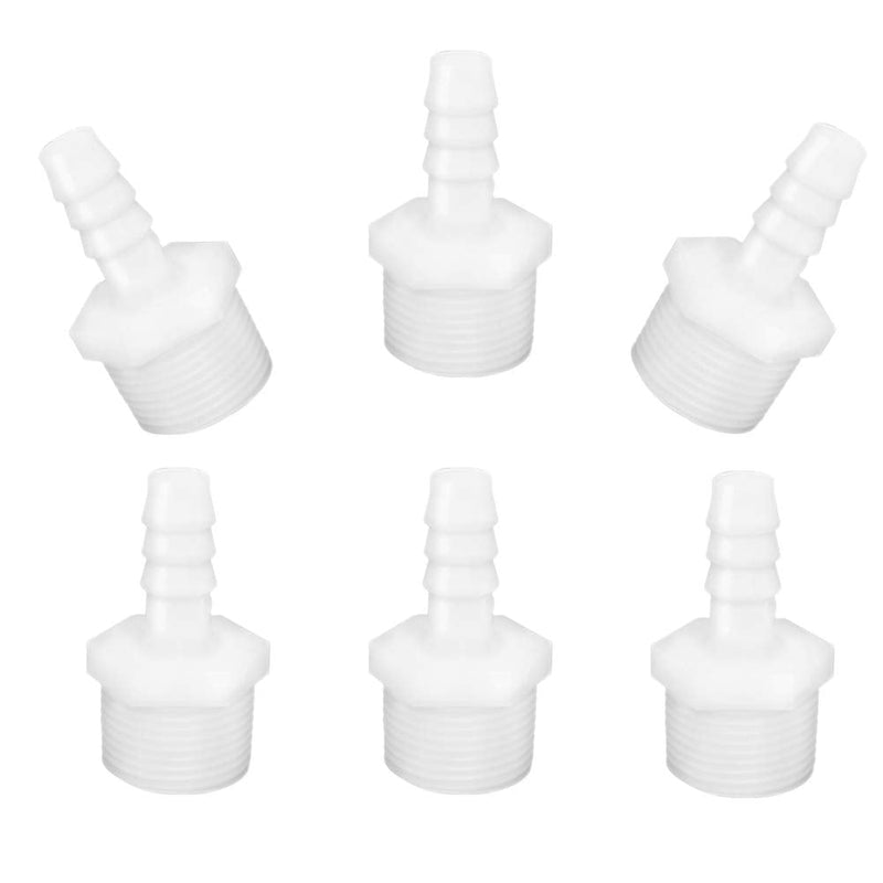 JoyTube Plastic Hose Barb Fittings 3/8" Barb X 1/2" NPT Male Thread Adapter Connector Pipe Fittings (pack of 6) 3/8" Barb x 1/2" Male