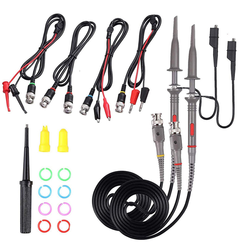 Universal Oscilloscope Probe Kit, 100MHz Oscilloscope Clip Probes with BNC to Minigrabber Test Lead Kit