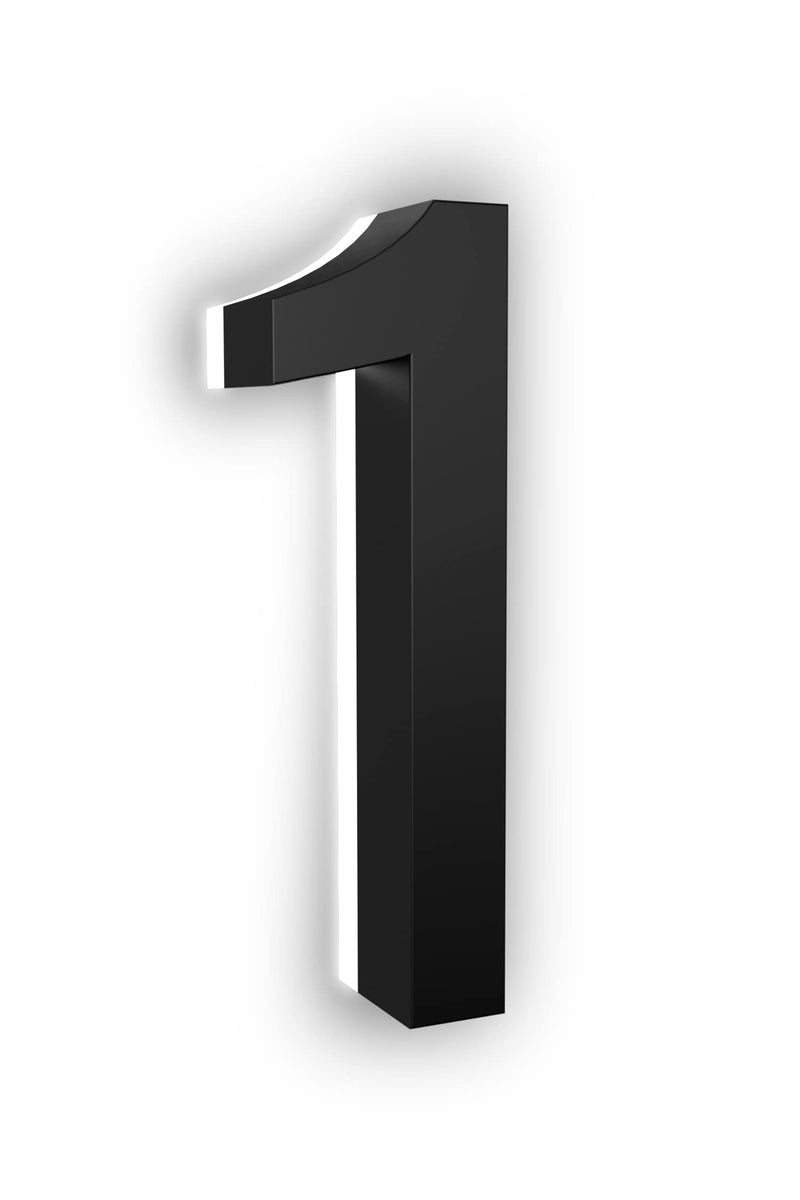 7 Inch LED House Numbers, ABS-Polymer, Premium Quality, Backlit LED 5000K Illuminated Home Address Number, Lighted House Numbers, Modern Address Numbers (1, Black) 1