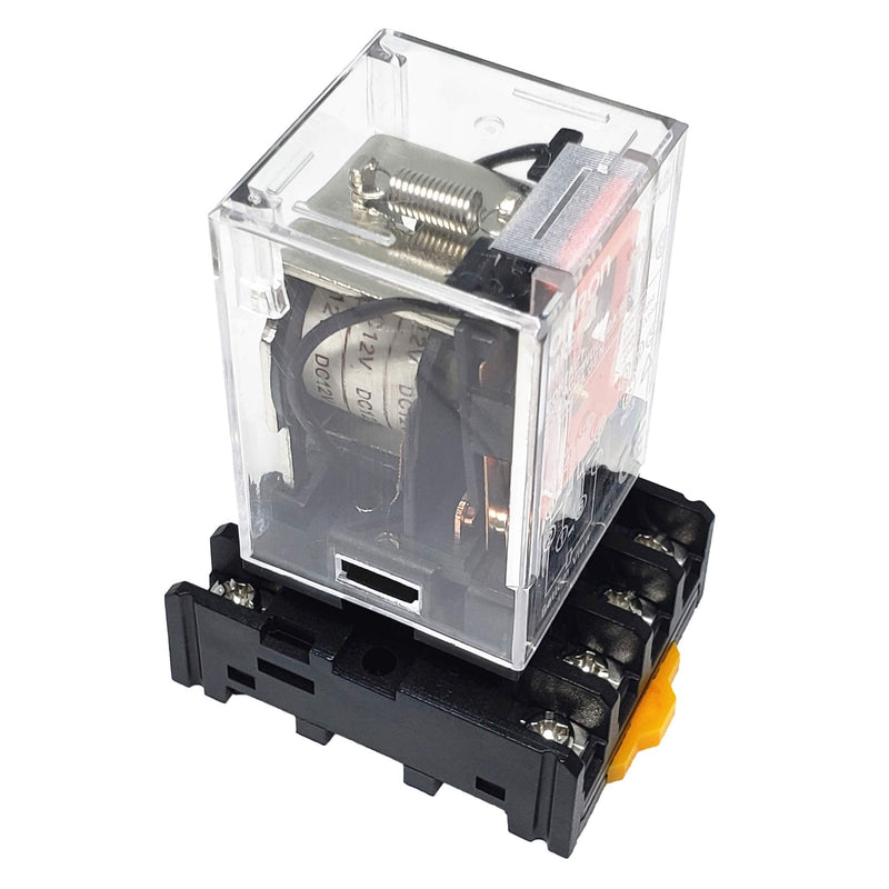 MK2P-I DC 12V Coil 8 Pin 2NO 2NC DPDT Power Relay & Plug-in Terminal Socket Base DC 12V Electromagnetic Relay(Quality Warranty 1 Years) MK2P-I MK2P-I DC 12V