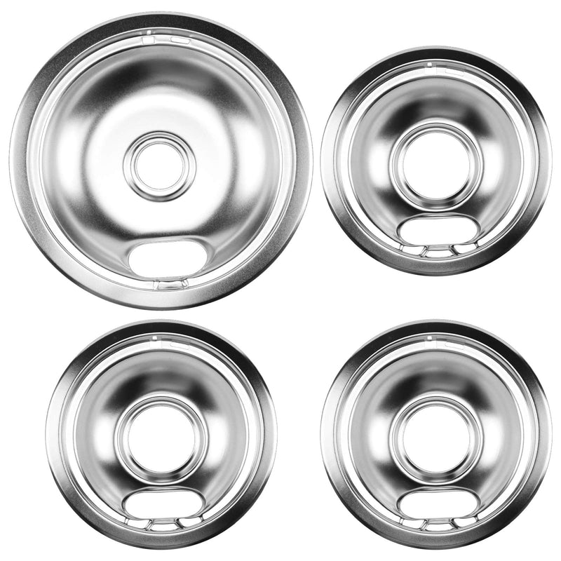 Cenipar W10196405 Range 8 inch drip bowl &W10196406 Range 6 inch drip bowl(3 Pack) chrome plated for Electric Surface Burner Drip Pans