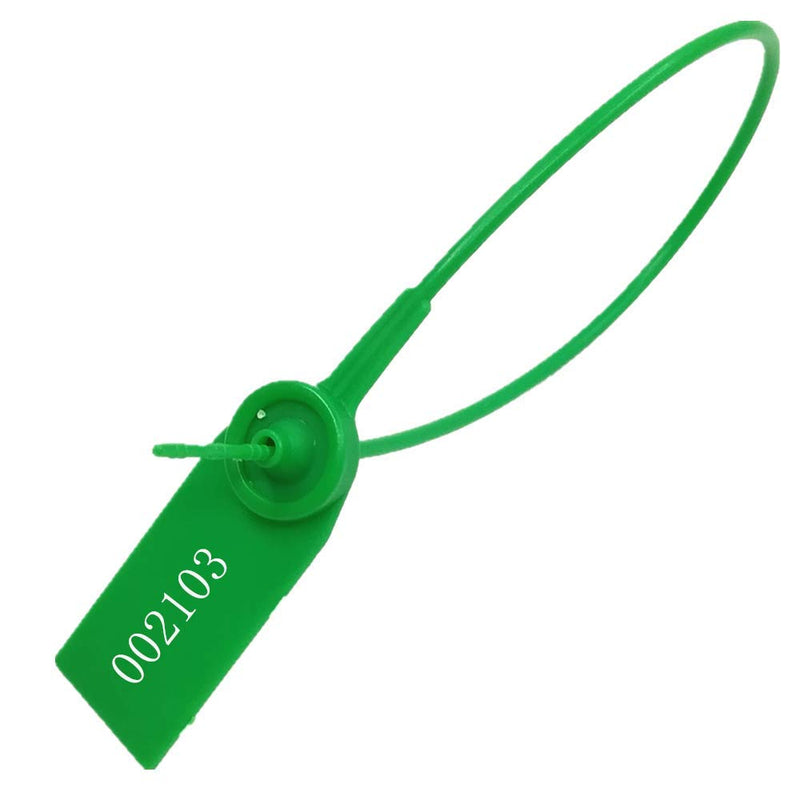 Plastic Numbered Security Seal Pull Tight Padlock Safety Tag Tamper Proof Tie Disposable Self-Locking Seals 11” Length,100pcs (Green) Green - NewNest Australia