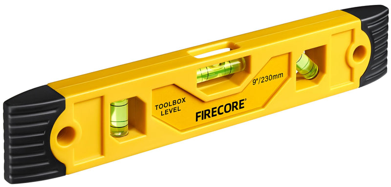 Torpedo Level Magnetic, Firecore 9 Inch Shockproof Small Leveler Tool with 3 Bubble Spirit Level 45 90 180 Degree, Construction Levelers for Hanging Pictures Install Shelf Home Renovation 1pcs 9“ level