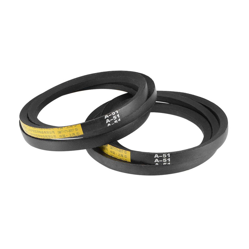 uxcell A51 Drive V-Belts 51" Pitch Length 13mm Width 8mm Thick JIS Standard A-Section Rubber Drive Transmission Belt 2pcs 51"