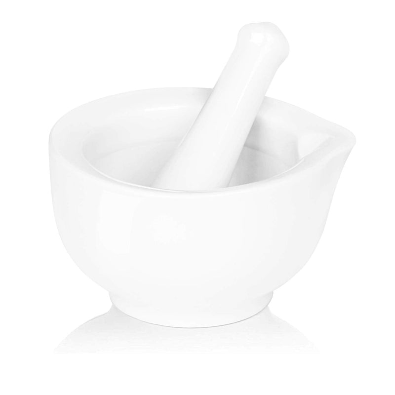 LEETOYI Porcelain Small Mortar and Pestle, Ceramic Herb Grinder Pill Crusher Set, 3.3 inch White 3.3-inch