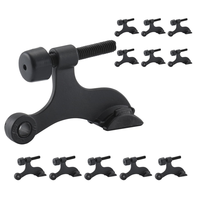 HOME MASTER HARDWARE Hinge Pin Door Stopper, 12 Pack Matte Black Adjustable Heavy Duty Door Stop with Cushioned Plastics Bumper Tips for Durable Use