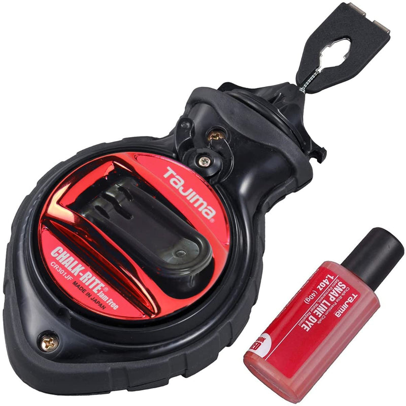 Tajima Chalk Line - Chalk-Rite Jam Free Special Edition Chalk Line with Extra Bold 1mm Snap Line & Five Gear Quick Retrieval - CR301JF-CP Special Edition - Bold