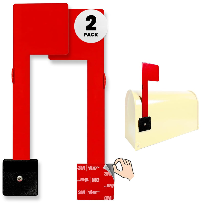 No Tools Needed Sturdy Mailbox Flag Replacement [2 Pack], Mail Flag, Sticks to Most Surfaces, Heavy Duty for Any Weather, No Tools Required, Easy Assembly, Universal Mailbox Flag Replacement Kit Post Mount Mailbox Flag (2PACK)