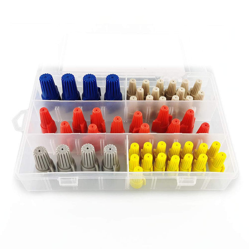 50Pcs Electrical Wire Connectors Twist Caps,Winged Screw Nuts Kit with Spring Insert for HVAC,6-22 AWG Winged Screw
