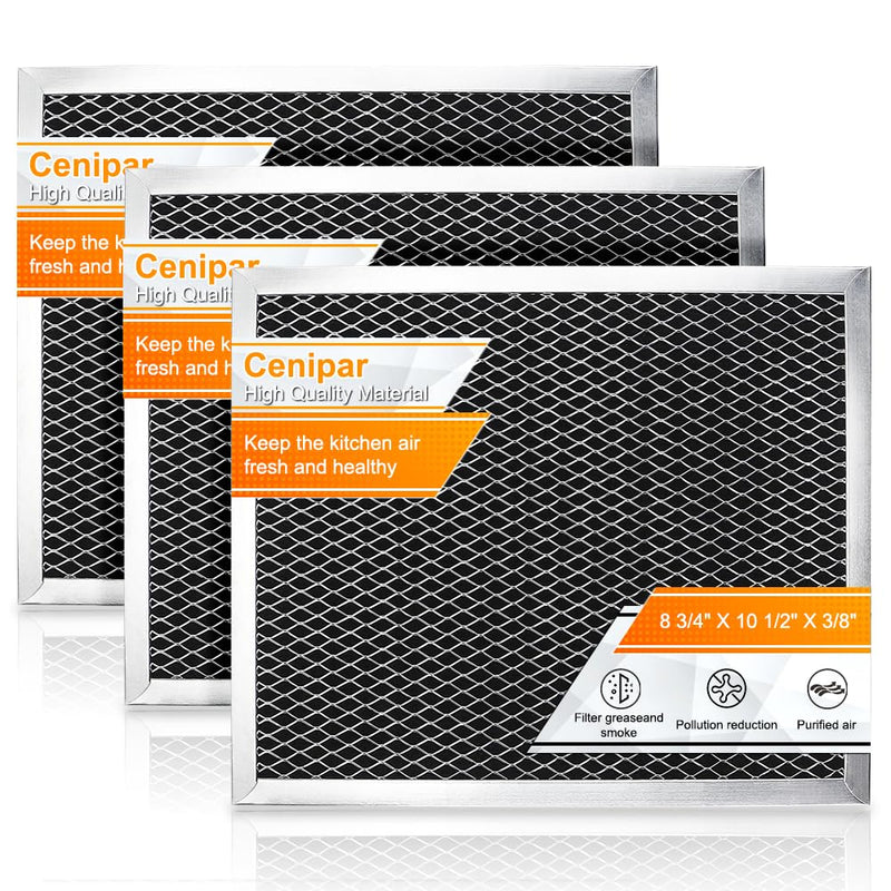 Cenipar 97007696 Charcoal Odour Filter for Range vent hood (8 3/4" X 10 1/2" X 3/8")-3 Pack