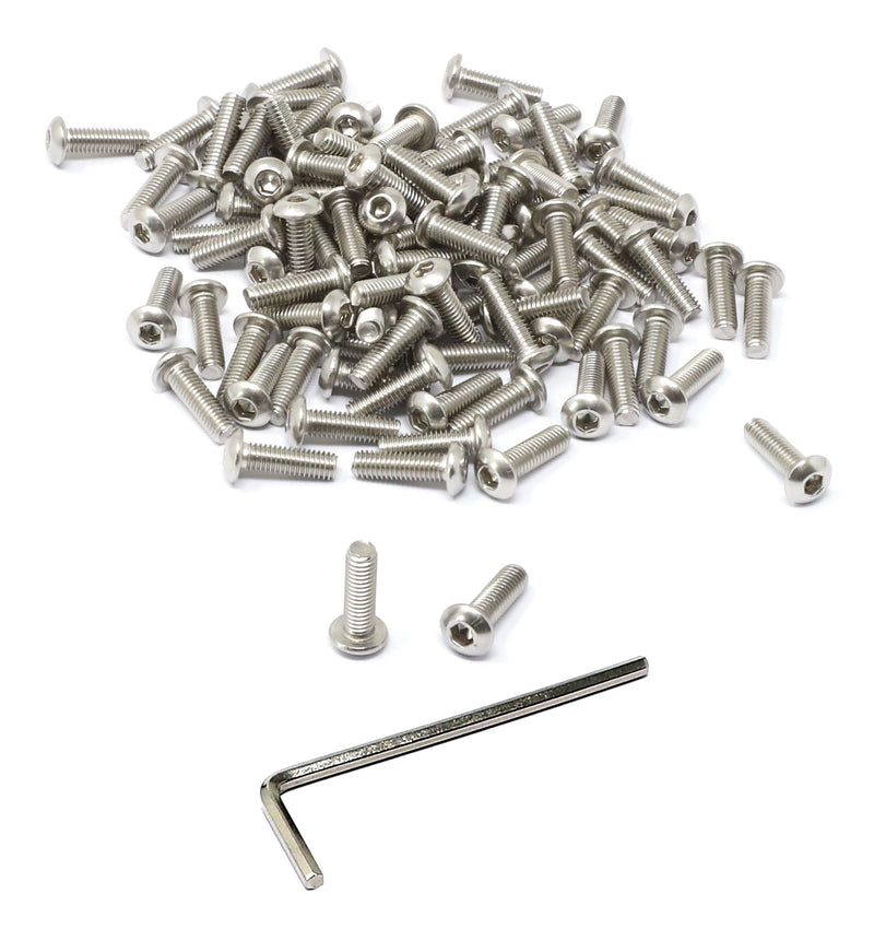 iexcell 100 Pcs M3 x 10mm Thread Pitch 0.5 mm Stainless Steel 304 Hex Socket Button Head Cap Screws Bolts Kit