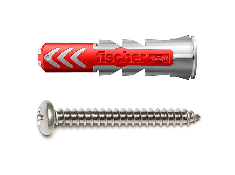 fischer DuoPower 5/16" x 1-5/8" S PH, 50 Plugs & 50 Screws, Powerful Universal Plug with Intelligent 2-Component Technology for Fastenings in Concrete, Bricks, Drywall, Chipboard, etc 5/16" x 1-5/8"