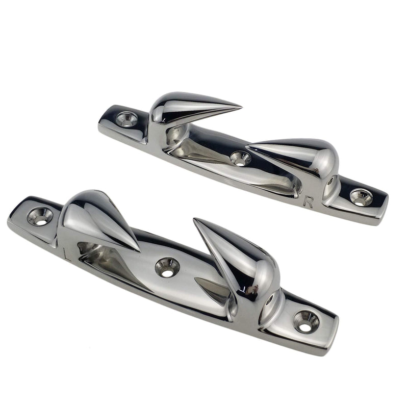 Heavy Dudy Marine Grade 316 Stainless 2PCS of Right and Left 3 Holes 4-1/2"(119mm) or 6"(152mm) Boat Angled Bow Chocks Yacht Deck Dock Mooring Rope Cleat Chock 152mm(6in)