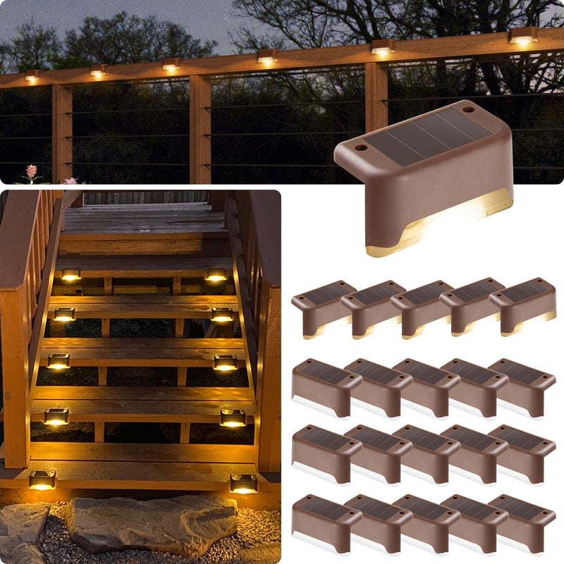 GIGALUMI Led Solar Deck Lights, 16 Pack Waterproof for Outdoor Stairs, Step, Fence, Railing, Yard and Patio (Warm White) Warm White