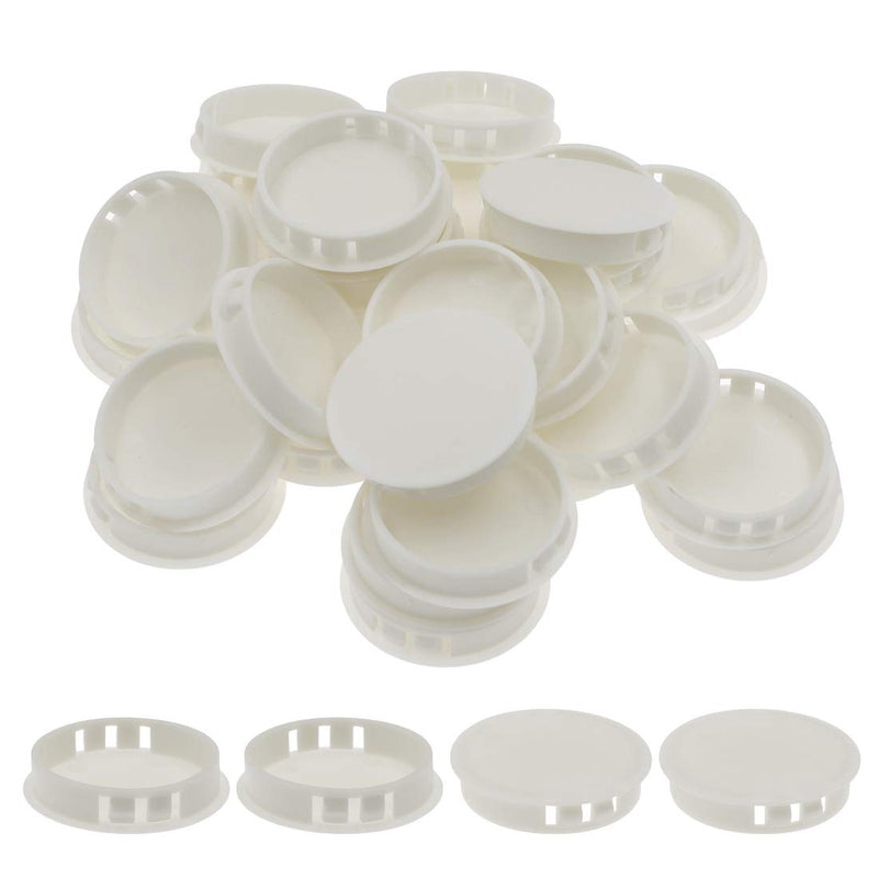 30PCS 50mm/2" White Hole Plugs Plastic Flush Type Hole Plugs Snap in Locking Hole Tube, Furniture Fencing Post Pipe Insert End Caps (White) 50mm/2"