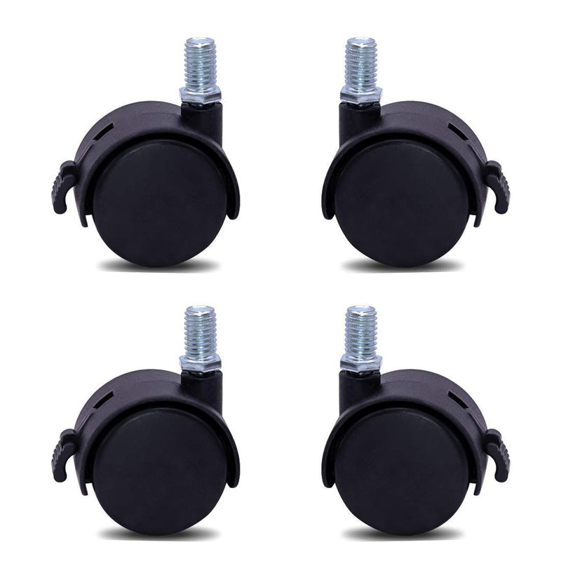 Furniture Replacement Casters,4 Pcs M8 Swivel Stem Casters with Locking Brake, 5/16 Inch Stem Diameter