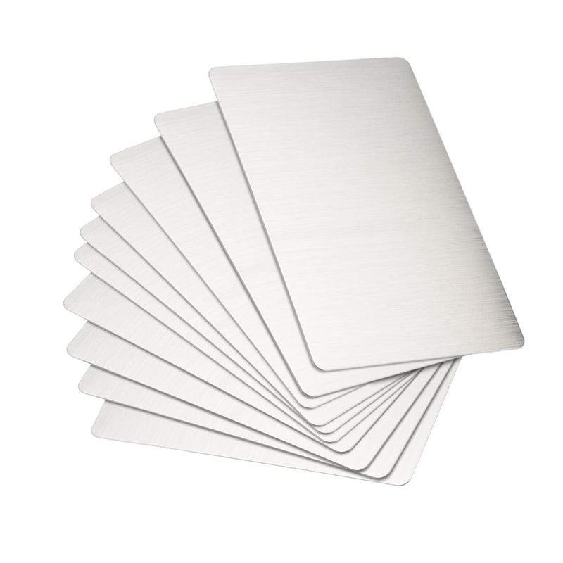 uxcell Blank Metal Card 88x53x0.4mm Brushed 201 Stainless Steel Plate for DIY Laser Printing Engraving Silver Tone 15 Pcs