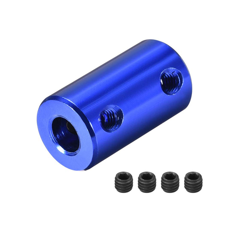 uxcell 5mm to 1/4 Inch Bore Rigid Coupling Set Screw L25XD14 Aluminum Alloy,Shaft Coupler Connector,Motor Accessories,Dark Blue,4pcs 5mm to 6.35mm
