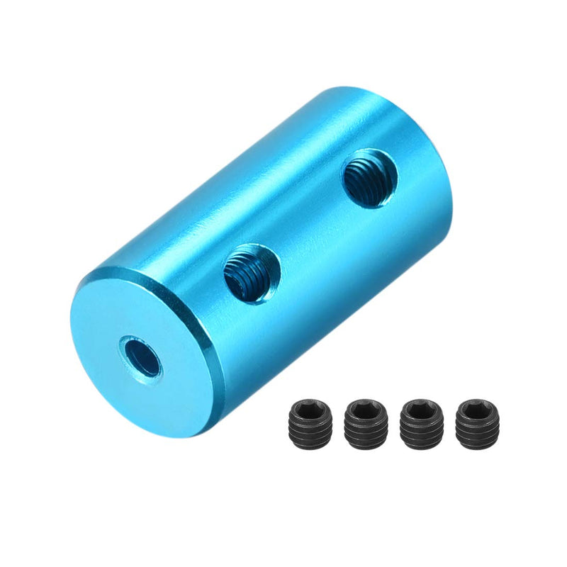 uxcell 2mm to 2mm Bore Rigid Coupling Set Screw L20XD10 Aluminum Alloy,Shaft Coupler Connector,Motor Accessories,Light Blue