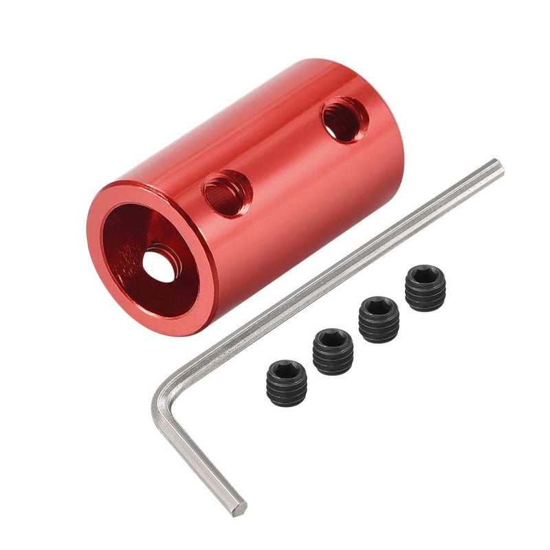 uxcell 5mm to 10mm Bore Rigid Coupling Set Screw L25XD14 Aluminum Alloy,Shaft Coupler Connector,Motor Accessories,Dark Red,2pcs