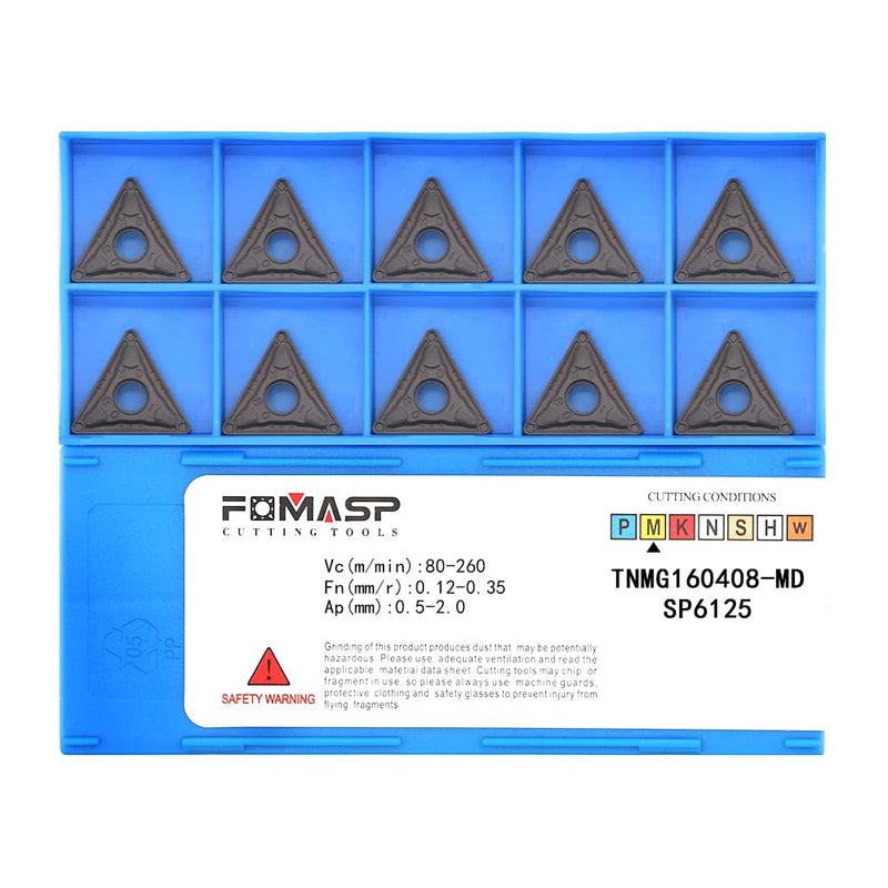 TNMG332 / TNMG160408-PM of CNC Carbide Inserts for Steel Turning Cutting Tools, The Chip Breaker"PM" fit for Semi-Finishing Metal Cutting, 10 PCS.