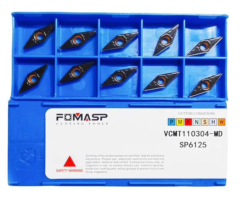VCMT221 / VCMT110304-PM of CNC Carbide Inserts for Turning Cutting Tools, The Chip Breaker"PM" fit for Semi-Finishing Metal Cutting, 10 PCS.