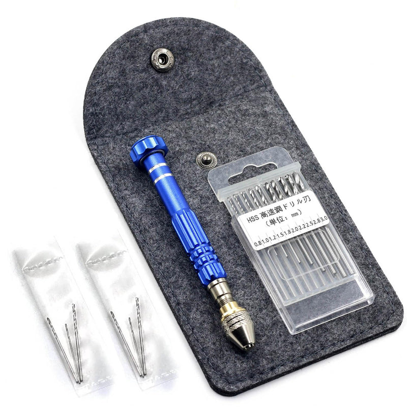 Hand Pin Vise with 16 Pcs Drill Bits，for Resin, Rotary Tools for Wood, Jewelry, Plastic, Miniature - Blue - NewNest Australia
