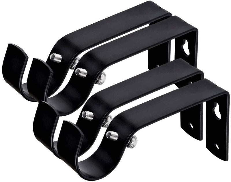 Fix Curtain Rod Bracket Set of 4 for 7/8 Or 1 Inch Rods - Black For 7/8 Or 1 Inch Rod//Set of 4 - NewNest Australia