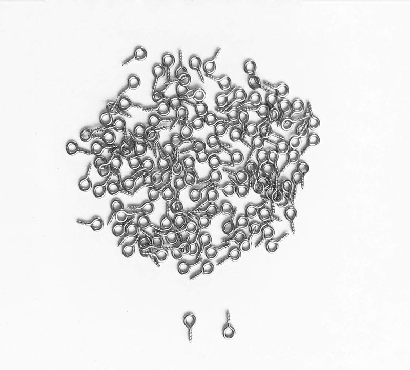 Small Screw Eye Pin (304) Stainless Steel 4mm x 8mm Eyelet Hook for Jewelry Tiny Hook Screws Ring 300 Pcs
