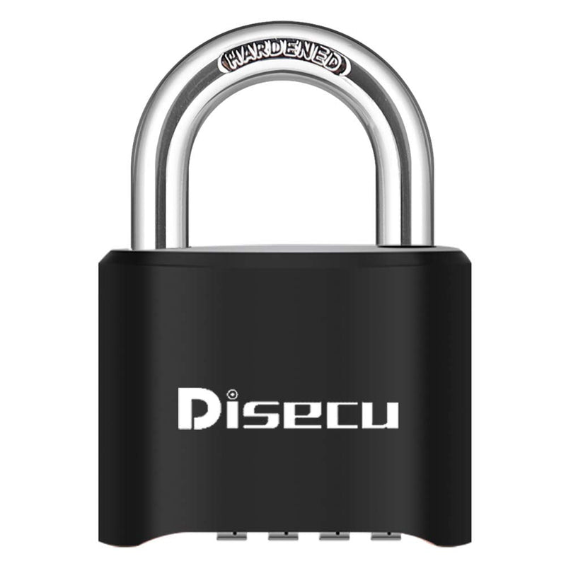 4 Digit Heavy Duty Combination Lock Outdoor Waterproof Padlock 1.3 Inch Shackle for Gate, Fence, Gym Locker, Sports Locker (Black) 1P, Black