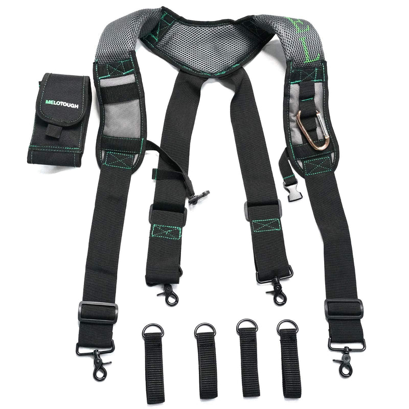 MELOTOUGH Gel Tool Belt Suspenders Work Belt Suspenders with Gel shoulder pad for Electrican/Construction/Farmer (Trigger Snap Hook end work Suspenders) Trigger Snap Hook End Work Suspenders